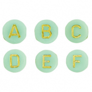 Abalorios letras acrílicas mix Verde menta-oro