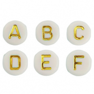 Abalorios letras acrílicas mix Opaco blancuzco-oro