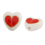 Abalorios letras acrílicas corazón Blanco-rojo
