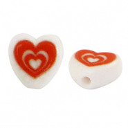Abalorios letras acrílicas corazón Blanco-rojo