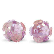 Abalorios acr&iacute;licos flor Morado-rosa