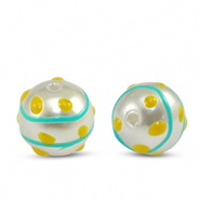 Abalorios acr&iacute;licos puntos Perla-azul amarillo