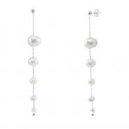 Pendientes Acero Inox perlas Plateado
