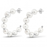 Pendientes Acero Inox perlas Plateado