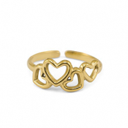 Anillos Acero Inox coraz&oacute;n Dorado