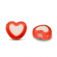 Abalorios acrílicos corazón Rojo-blanco