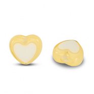 Abalorios acrílicos corazón Amarillo-blanco