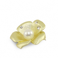 Broches flor con perla Dorado