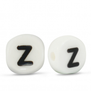 Abalorios letras de cer&aacute;mica Z Blanco-negro