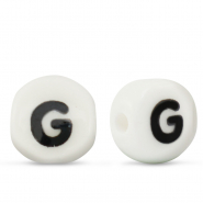 Abalorios letras de cer&aacute;mica G Blanco-negro