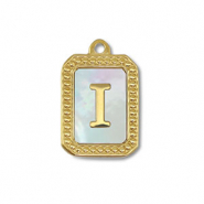 Colgante Acero Inox concha letra I Dorado-blanco (color natural)