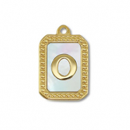 Colgante Acero Inox concha letra O Dorado-blanco (color natural)