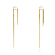 Pendientes Acero Inox con imitación de perlas Dorado
