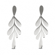 Pendientes Acero Inox hoja Plateado