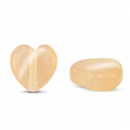 Abalorios de cristal Ojo de gato corazon Naranja melocotón