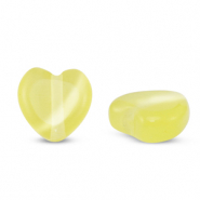 Abalorios de cristal Ojo de gato corazon Amarillo