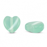 Abalorios de cristal Ojo de gato corazon Turquesa menta