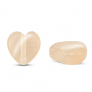 Abalorios de cristal Ojo de gato corazon Naranja melocotón