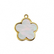 Colgante Acero Inox concha flor Dorado-blanco (color natural)