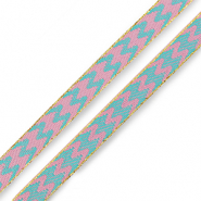 Cinta con texto lineas gr&aacute;ciles Azul turqueza-rosado