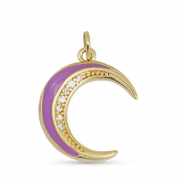 Metal TQ latón colgante zirconia luna Dorado-púrpura