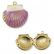 Metal TQ latón colgante conchas Dorado-púrpura