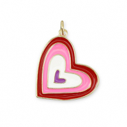 Metal TQ latón colgante corazón Dorado-multicolor