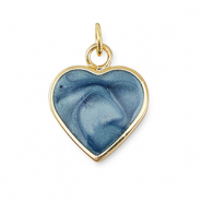 Metal TQ latón colgante corazón Dorado-azul mármol