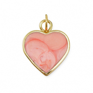 Metal TQ latón colgante corazón Dorado-rosa claro mármol