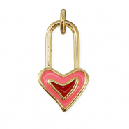 Metal TQ latón colgante candado corazón Dorado-rosa-rojo