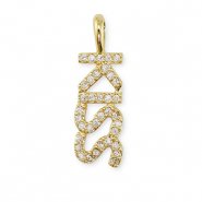 Metal TQ latón colgante zirconia "kiss" Dorado