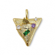 Metal TQ latón colgante zirconia triángulo Dorado-multicolor