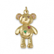 Metal TQ latón colgante zirconia oso Dorado-multicolor