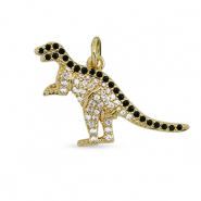 Metal TQ latón colgante zirconia dinosaurio Dorado-negro