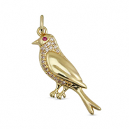 Metal TQ latón colgante zirconia pájaro Dorado