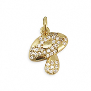 Metal TQ latón colgante zirconia seta Dorado