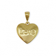 Metal TQ latón colgante corazón "love" Dorado