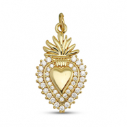 Metal TQ latón colgante zirconia corazón Dorado