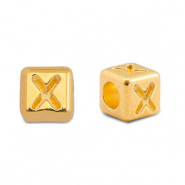 Abalorios letras met&aacute;licos DQ X Dorado (sin n&iacute;quel)