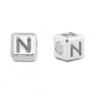 Abalorios letras met&aacute;licos DQ N Plata vieja (sin n&iacute;quel)