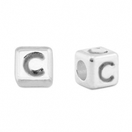 Abalorios letras met&aacute;licos DQ C Plata vieja (sin n&iacute;quel)