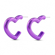 Pendientes trendy coraz&oacute;n P&uacute;rpura