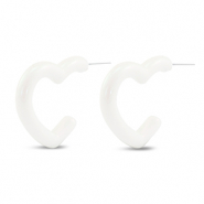 Pendientes trendy coraz&oacute;n Blanco-revestimiento pearl shine