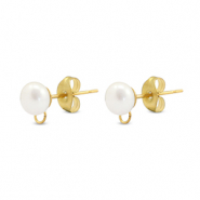Fornituras Acero Inox pendientes Imitaci&oacute;n de perla con anilla 6mm Dorado