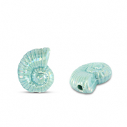 Abalorios de cer&aacute;mica griega DQ conchas Azul turqueza