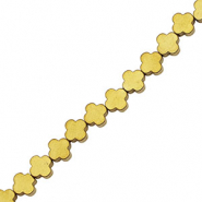 Abalorios Hematita tr&eacute;bol 4mm Dorado