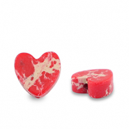 Piedras Naturales abalorios coraz&oacute;n Rojo-blanco-marr&oacute;n