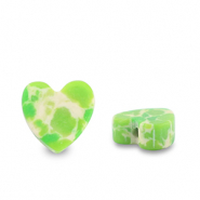 Piedras Naturales abalorios coraz&oacute;n Verde-blanco-marr&oacute;n