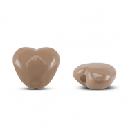Abalorios acr&iacute;licos coraz&oacute;n Marr&oacute;n taupe