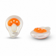 Abalorios acr&iacute;licos seta Perla-naranja-blanco